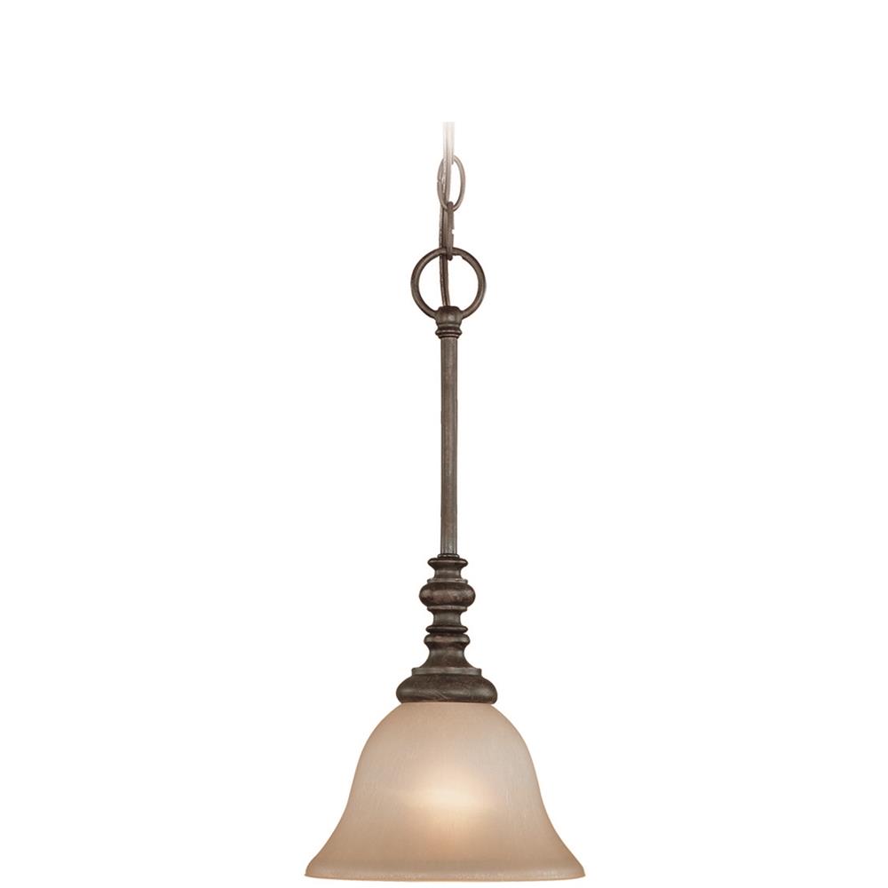 Craftmade 24221-MB Barrett Place 1 Light Mini Pendant in Mocha Bronze with Light Umber Etched Glass